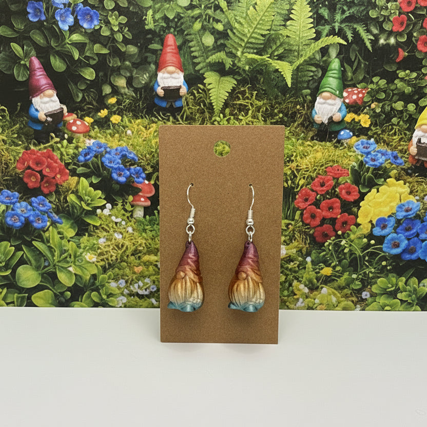 gnome earrings on silver plated copper hooks