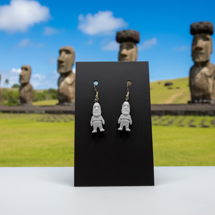 marble colored moai statues on easter island