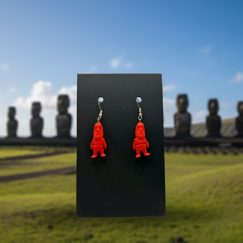red moai statue on easter island